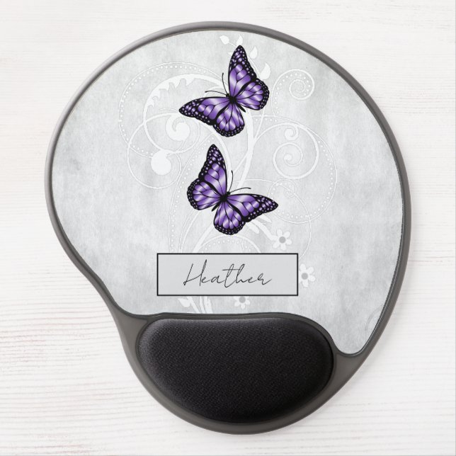 Brilliant Purple Butterflies Gel Mouse Pad (Front)
