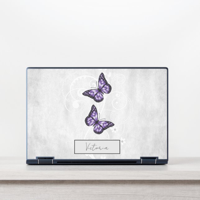 Brilliant Purple Butterflies HP Laptop Skin (Front)