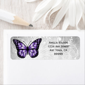 Brilliant Purple Butterfly Address Label