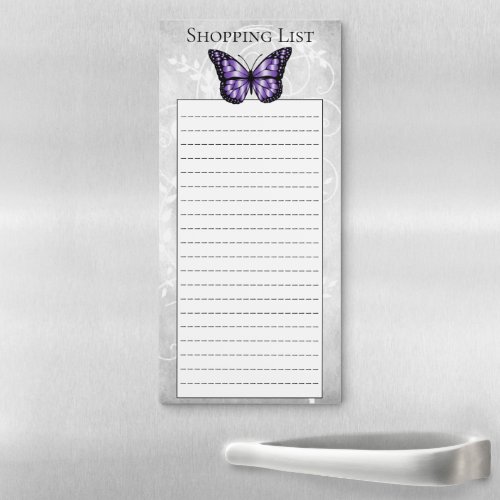 Brilliant Purple Butterfly Shopping List Magnetic Notepad