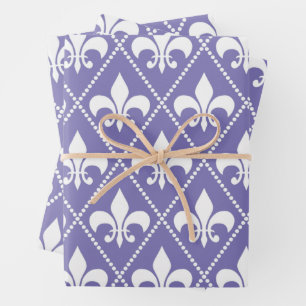 Brilliant Purple Fleur de Lis Wrapping Paper Sheets