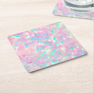 brilliant purple pink opal square paper coaster