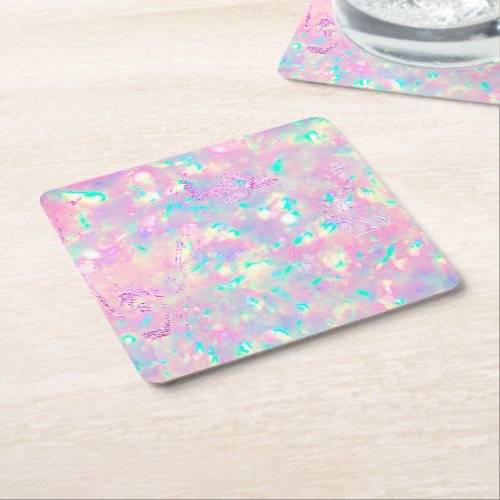 brilliant purple pink opal square paper coaster