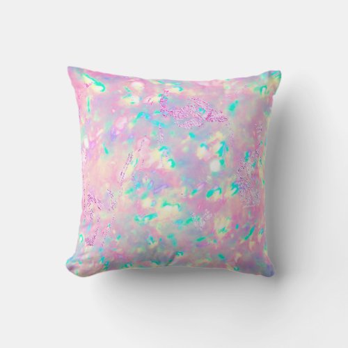 brilliant purple pink opal throw pillow