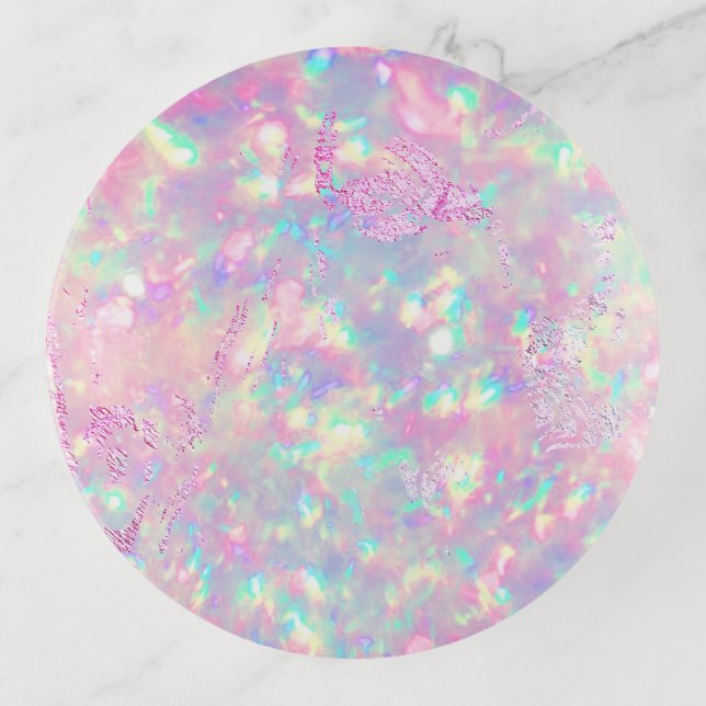 brilliant purple pink opal  trinket tray (Front)