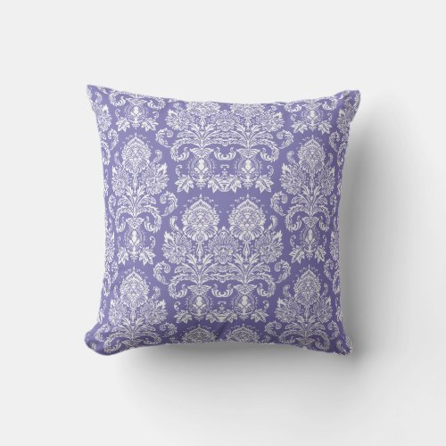 Brilliant Purple Victorian Damask Throw Pillow