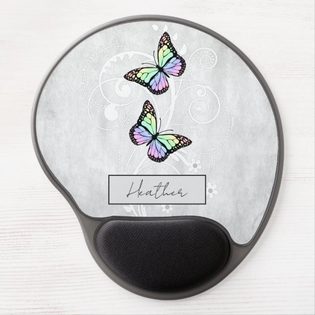 Brilliant Rainbow Butterflies Gel Mouse Pad (Front)