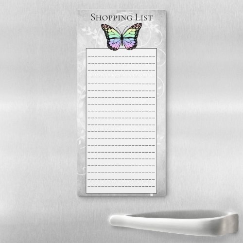 Brilliant Rainbow Butterfly Shopping List Magnetic Notepad