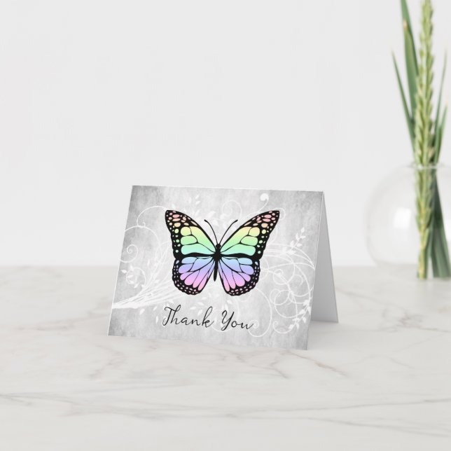 Brilliant Rainbow Butterfly Thank You Card (Front)