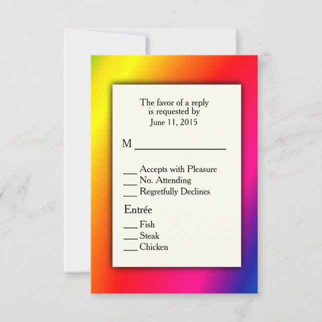 Brilliant Rainbow RSVP with Entree Choices Card (Front)