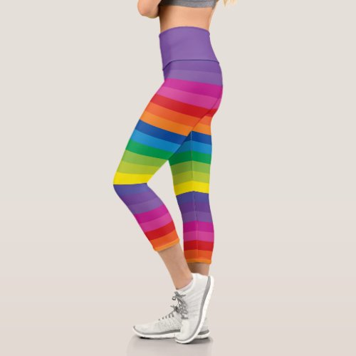 Brilliant Rainbow Stripes Capri Leggings