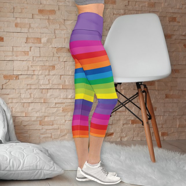 Brilliant Rainbow Stripes Capri Leggings (Creator Uploaded)