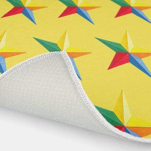 BRILLIANT RED, BLUE, YELLOW, & GREEN STARS OUTDOOR RUG