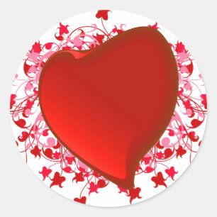 Brilliant Red Heart Classic Round Sticker