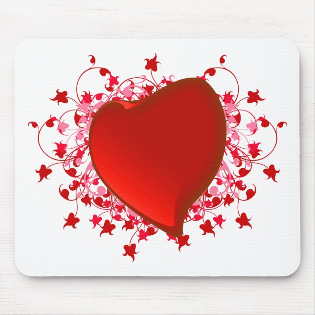 Brilliant Red Heart Mouse Pad (Front)