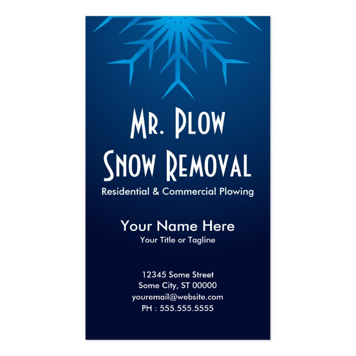 brilliant snowflake snow removal business card templates
