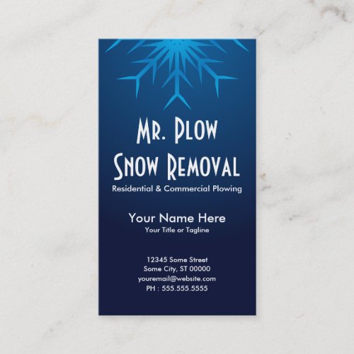 brilliant snowflake snow removal business card