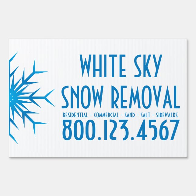 brilliant snowflake snow removal sign (Front)