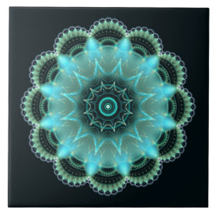 Brilliant star fractal mandala ceramic tile