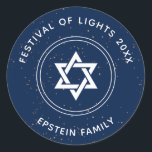 Brilliant Star Of David Classic Round Sticker<br><div class="desc">A modern star of David to celebrate the Festival of Lights. Easy to customize with your message. Part of Our Brilliant Hanukkah Collection.</div>