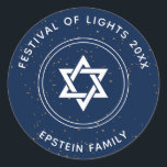 Brilliant Star Of David Classic Round Sticker<br><div class="desc">A modern star of David to celebrate the Festival of Lights. Easy to customize with your message. Part of Our Brilliant Hanukkah Collection.</div>