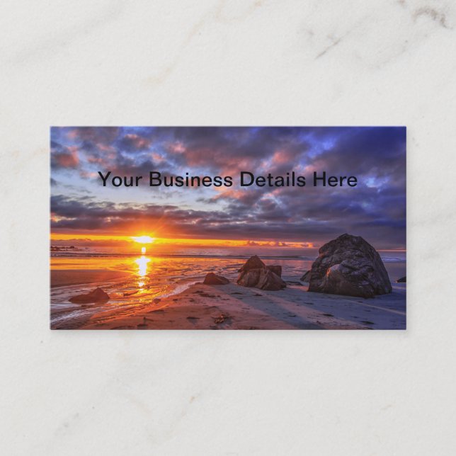 Brilliant Sunset Beach Ocean  Business Card (Front)