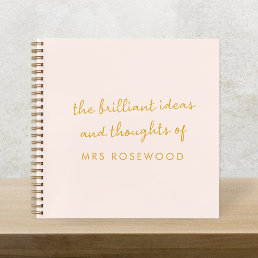 Brilliant Teacher | Modern Blush Pink and Gold Notebook