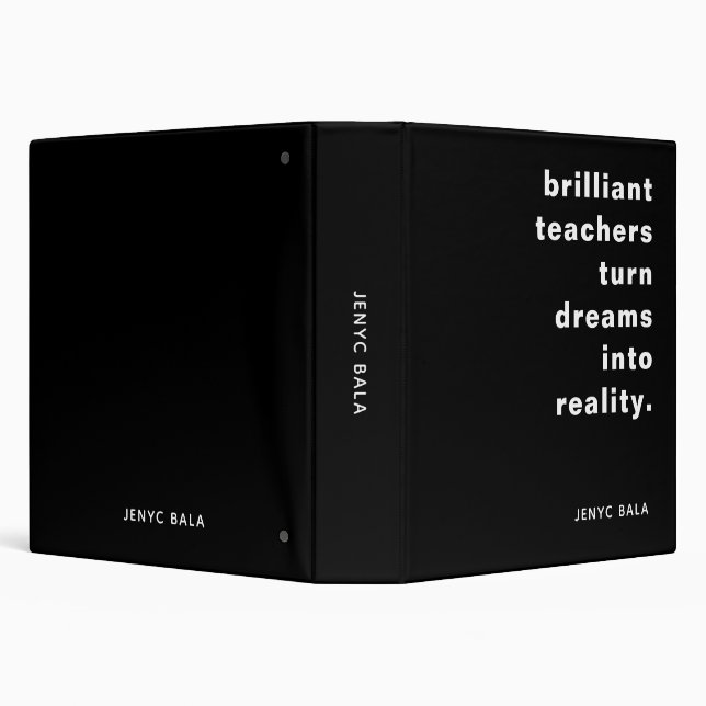 Brilliant Teacher Retro Black & White Design 3 Ring Binder (Background)