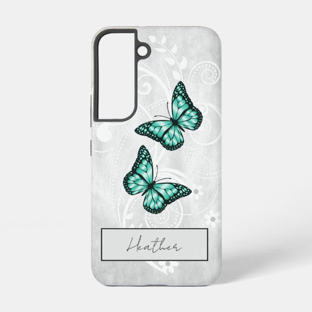 Brilliant Teal Butterflies Samsung Galaxy Case (Back)