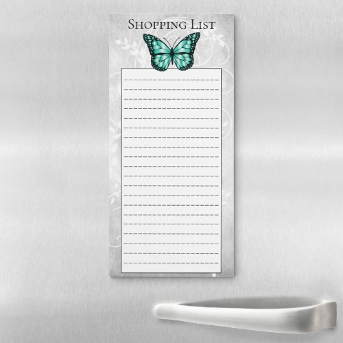 Brilliant Teal Butterfly Shopping List Magnetic Notepad