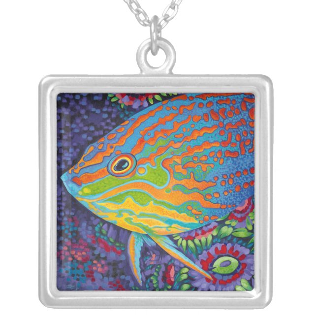 Brilliant Tropical Fish I Silver Plated Necklace (Front)