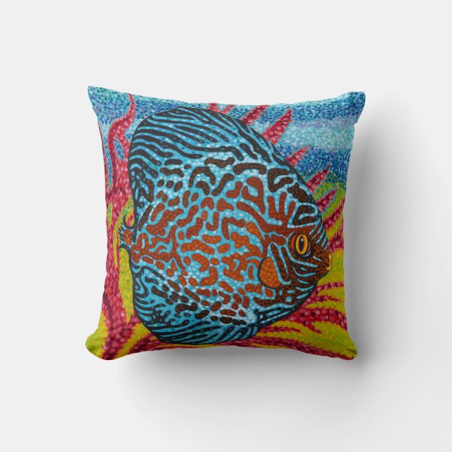 Brilliant Tropical Fish II Throw Pillow (Front)
