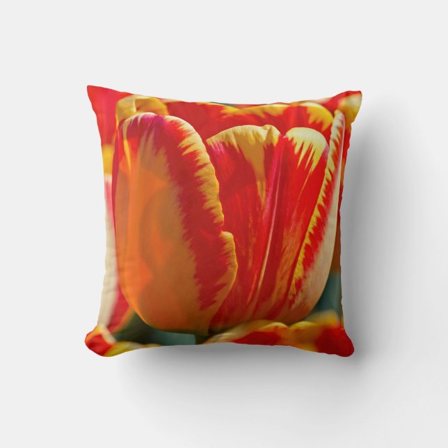 Brilliant Tulips Throw Pillow (Front)