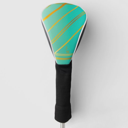 Brilliant Turquoise and Gold Personalized  Golf Head Cover