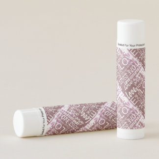 Brilliant White and Pink Classic Love Words Minx N Lip Balm