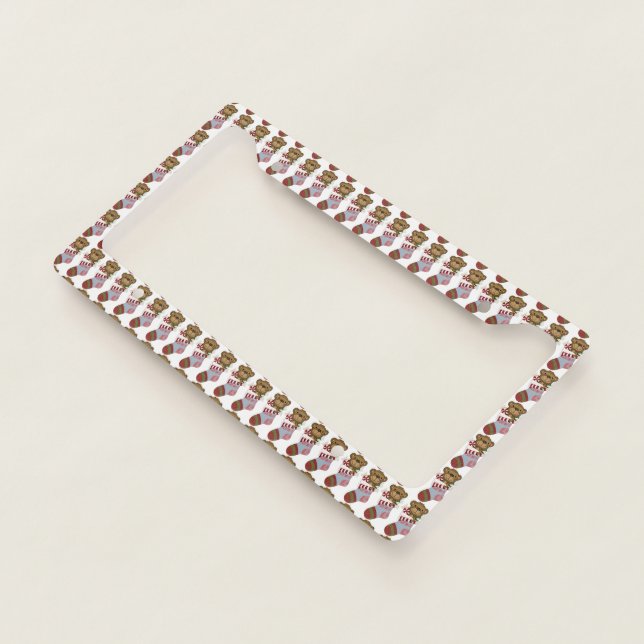 Brilliant Wonderful Christmas Teddy Bear  License Plate Frame (3/4)