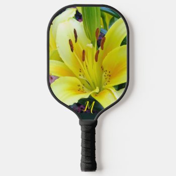Brilliant Yellow Daylily Floral Pickleball Paddle by anuradesignstudio at Zazzle
