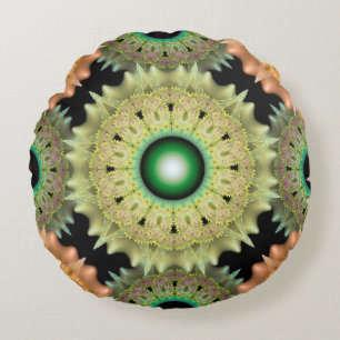 Brilliant yellow frilly decoration round pillow