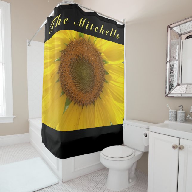 Brilliant Yellow Sunflower Shower Curtain (In Situ)