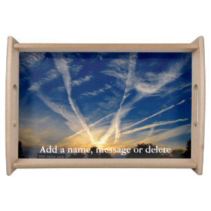 Brilliantly Colorful Fall Farm Evening Skies Serving Tray
