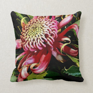 "Brilliantly Red" floral Throw Pillow