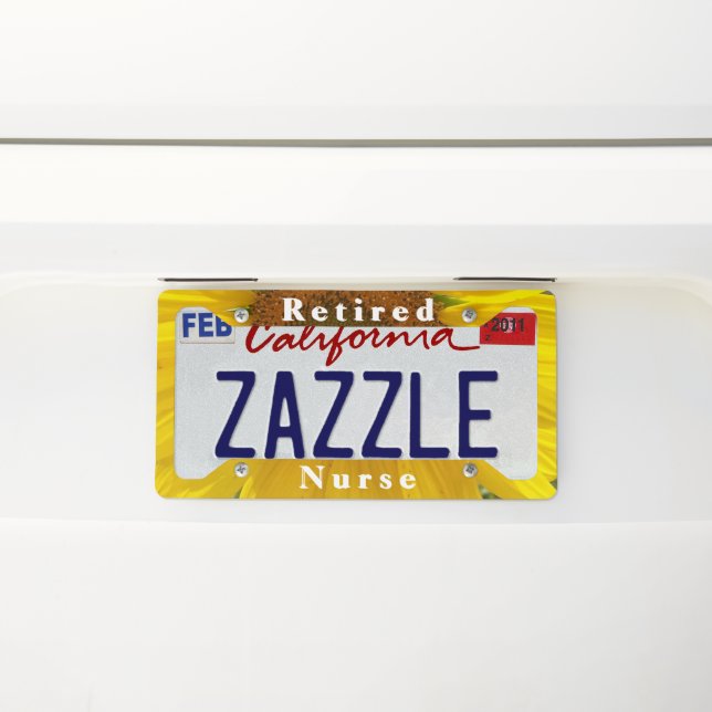 Brilllant Sunflower Nurse License Plate Frame (On Car)