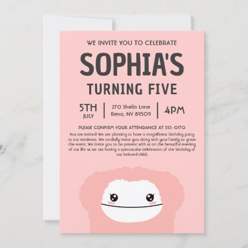 Brina The Bigfoot Squishmallow Birthday Party Invitation