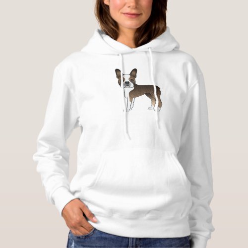 Brindle And White Boston Terrier Cute Cartoon Dog Hoodie