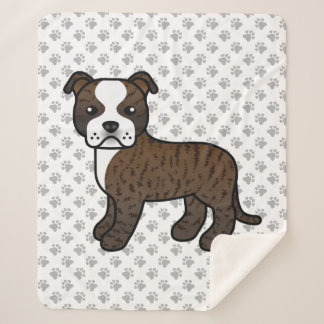 Brindle And White Staffordshire Bull Terrier Dog Sherpa Blanket