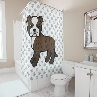 Brindle And White Staffordshire Bull Terrier Dog Shower Curtain