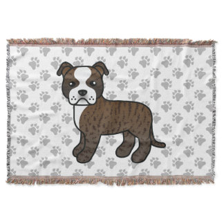 Brindle And White Staffordshire Bull Terrier Dog Throw Blanket