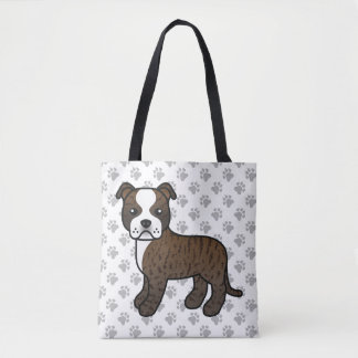 Brindle And White Staffordshire Bull Terrier Dog Tote Bag