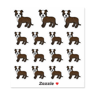 Brindle And White Staffordshire Bull Terrier Dogs Sticker