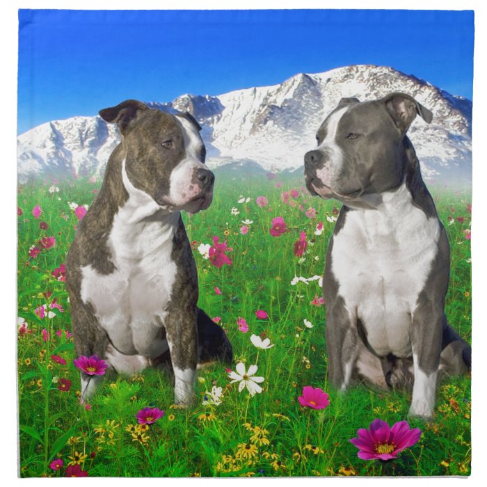 Brindle & Blue Staffordshire & Pit Bull Dogs Cloth Napkin